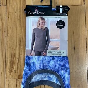 NWT Cuddl Duds Blue and Gray Stretch Thermal Top